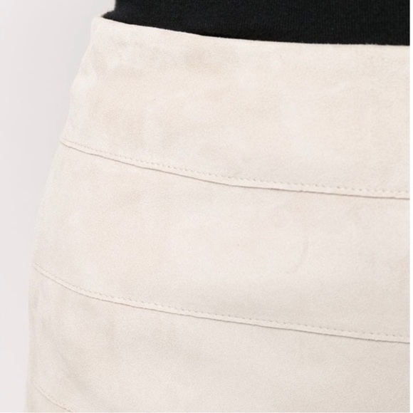 NEW THEORY STRIPE SEAM SUEDE MINI SKIRT - Picture 3 of 10